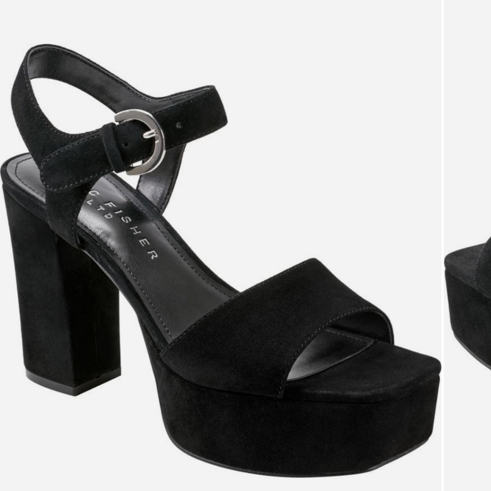 Marc Fisher LTD Cinthia Black Platform Sandals 7M